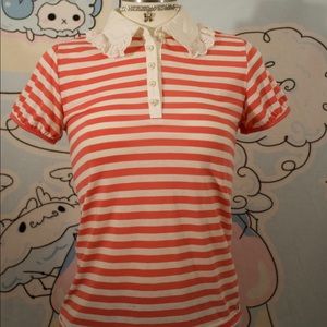 🌸Peter Pan Collar Pink Stripe Japanese Blouse🌸